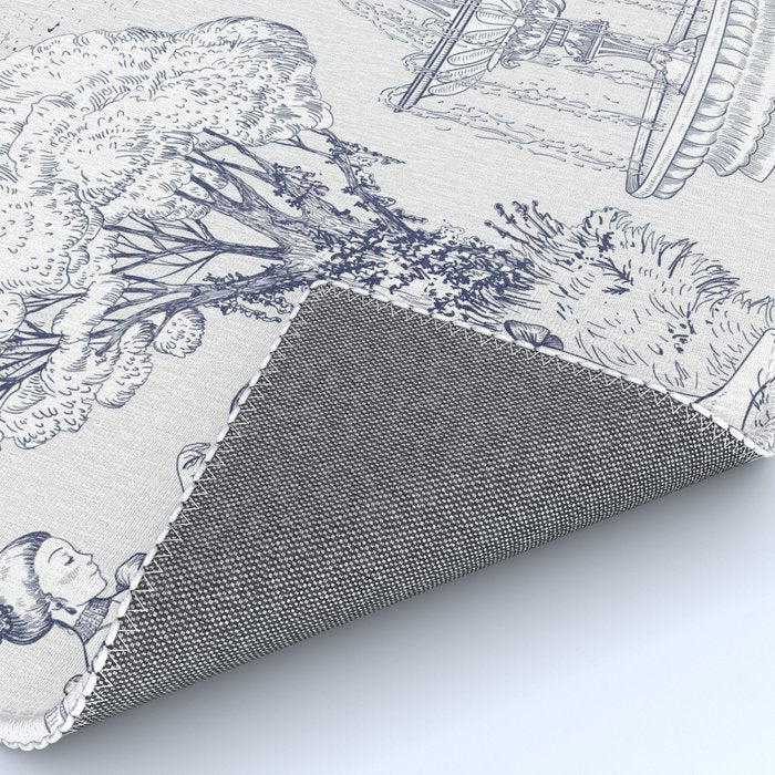 Toile de Jouy Modern Vintage French Lovers Blue & White Art Print Rug Gallery Image 4