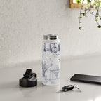 Toile de Jouy Modern Vintage French Lovers Blue & White Art Print Water Bottle Gallery Image 4