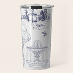 Toile de Jouy Modern Vintage French Lovers Blue & White Art Print Travel Mug Gallery Image 1