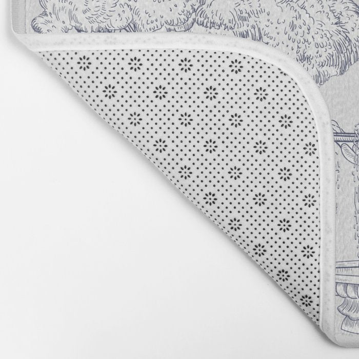 Toile de Jouy Modern Vintage French Lovers Blue & White Art Print Bath Mat Gallery Image 2