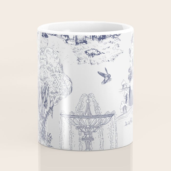 Toile de Jouy Modern Vintage French Lovers Blue & White Art Print Coffee Mug Gallery Image 4