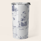 Toile de Jouy Modern Vintage French Lovers Blue & White Art Print Travel Mug Gallery Image 2