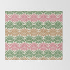 Vintage Damask Floral Pattern Throw Blanket Gallery Image 2