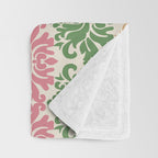 Vintage Damask Floral Pattern Throw Blanket Gallery Image 3