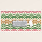 Vintage Damask Floral Pattern Desk Mat Gallery Image 1