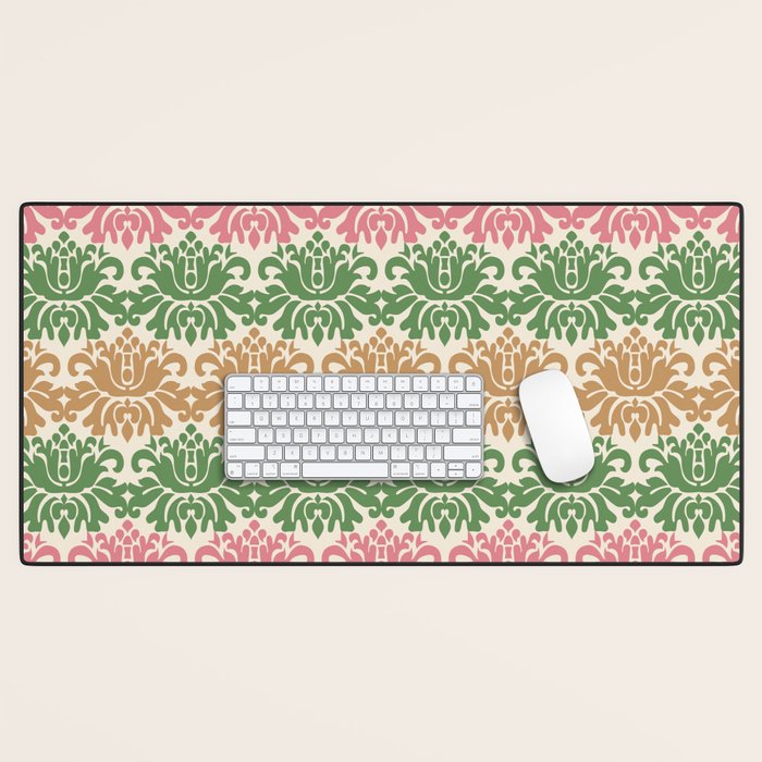 Vintage Damask Floral Pattern Desk Mat Gallery Image 1
