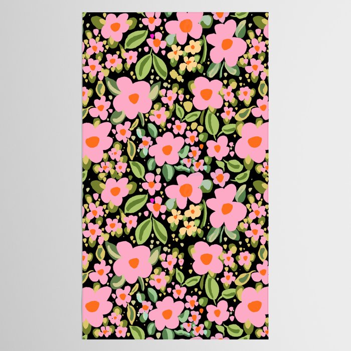 Retro vintage pink daisies pattern  Tablecloth Gallery Image 2