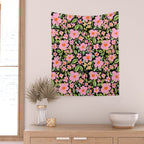 Retro vintage pink daisies pattern  Wall Tapestry Gallery Image 2