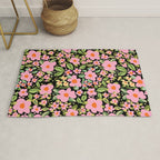 Retro vintage pink daisies pattern  Rug Gallery Image 1