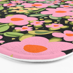 Retro vintage pink daisies pattern  Bath Mat Gallery Image 3