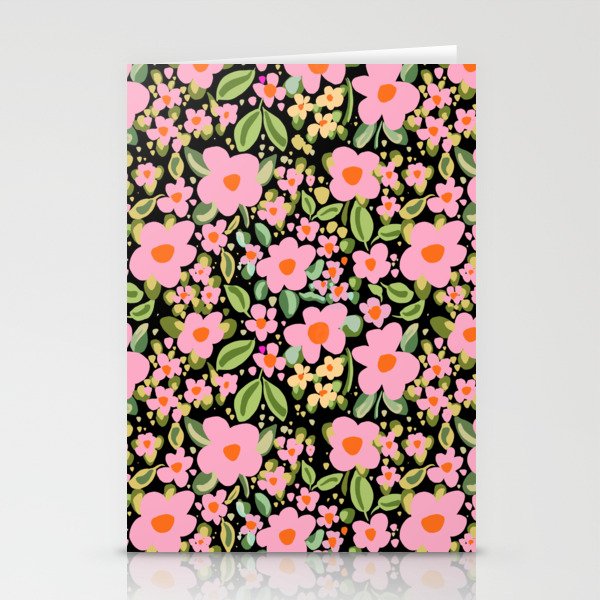 Retro vintage pink daisies pattern  Stationery Card Gallery Image 2