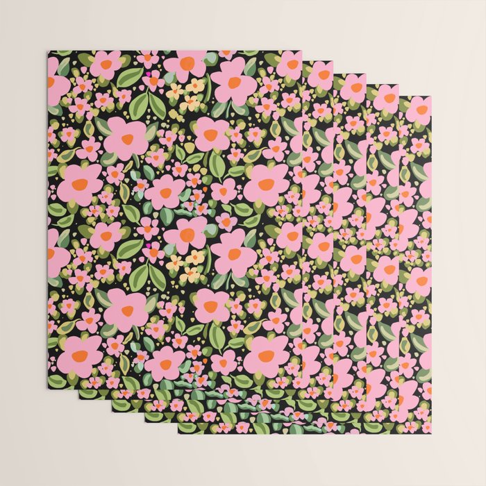 Retro vintage pink daisies pattern  Wrapping Paper Gallery Image 3