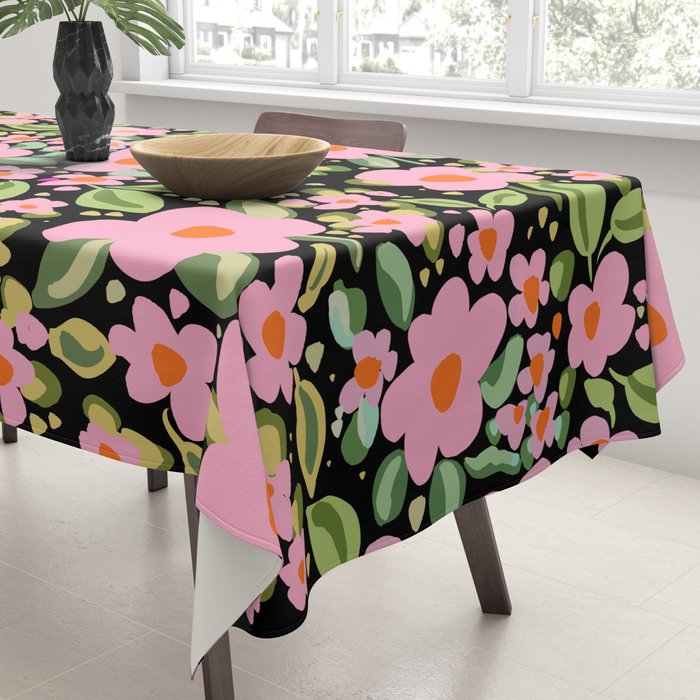 Retro vintage pink daisies pattern  Tablecloth Gallery Image 3