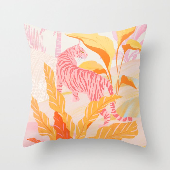 Pink Jungle Throw Pillow Gallery Image 1