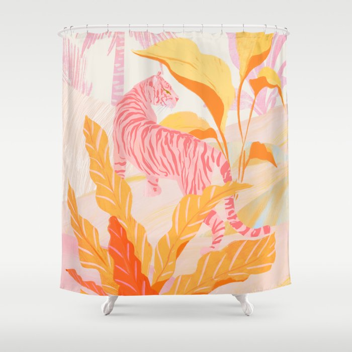 Pink Jungle Shower Curtain Gallery Image 1