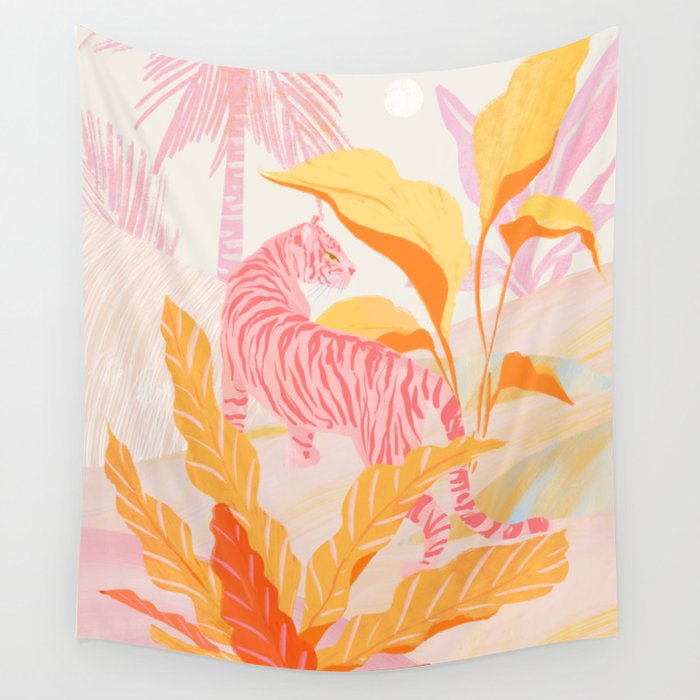 Pink Jungle Wall Tapestry Gallery Image 1