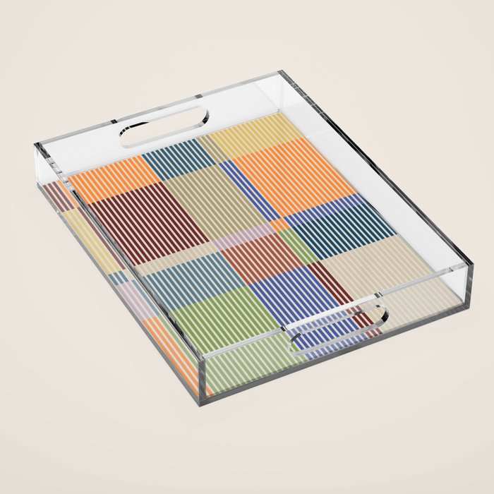Linear Bauhaus Pattern 3. Acrylic Tray Gallery Image 1