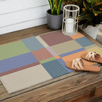 Linear Bauhaus Pattern 3. Outdoor Rug Gallery Image 2