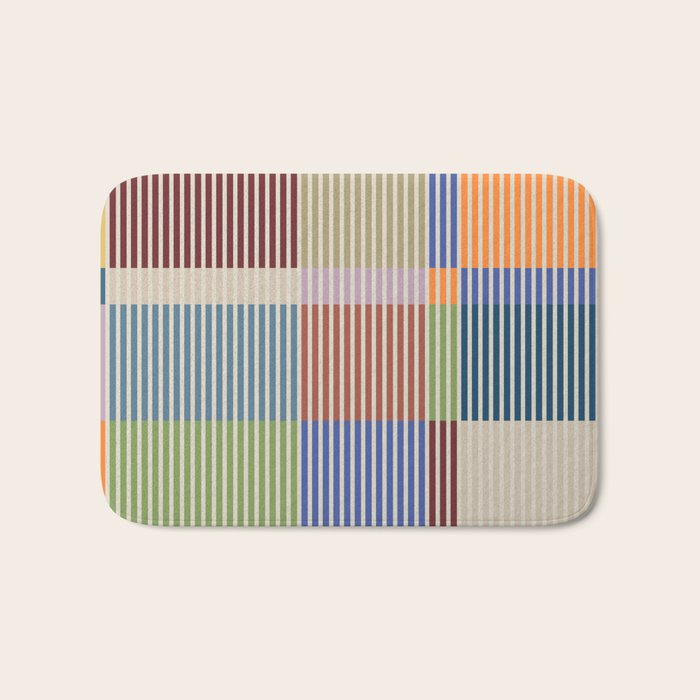 Linear Bauhaus Pattern 3. Bath Mat Gallery Image 1