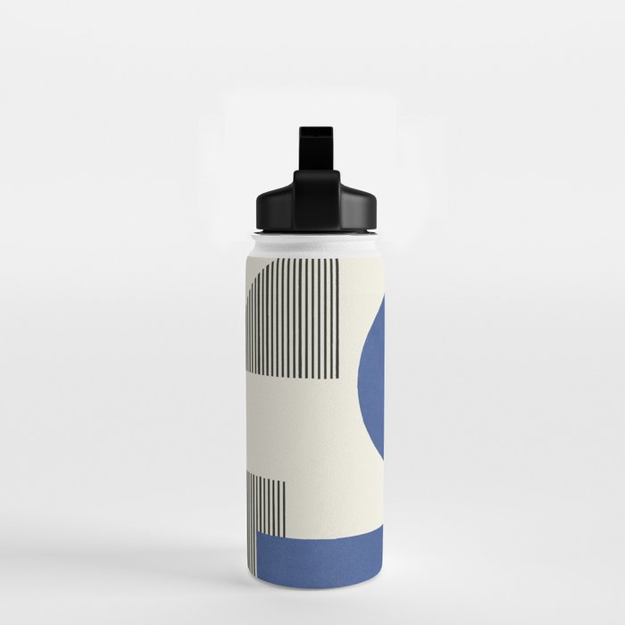 Abstract Lines Composition - Navy Dark Blue Water Bottle Gallery Image 2