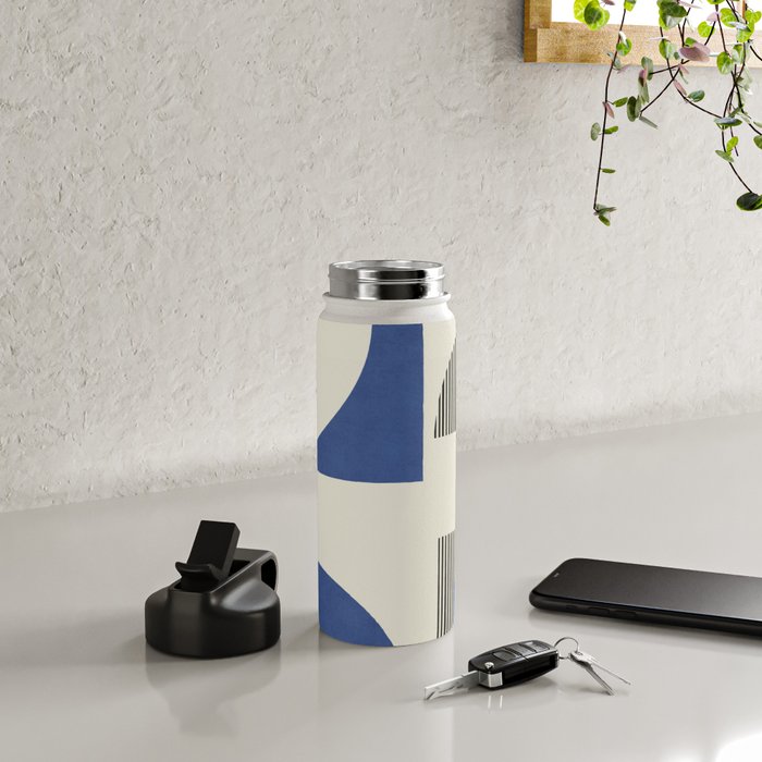 Abstract Lines Composition - Navy Dark Blue Water Bottle Gallery Image 4
