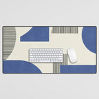 Abstract Lines Composition - Navy Dark Blue Desk Mat Gallery Image 1