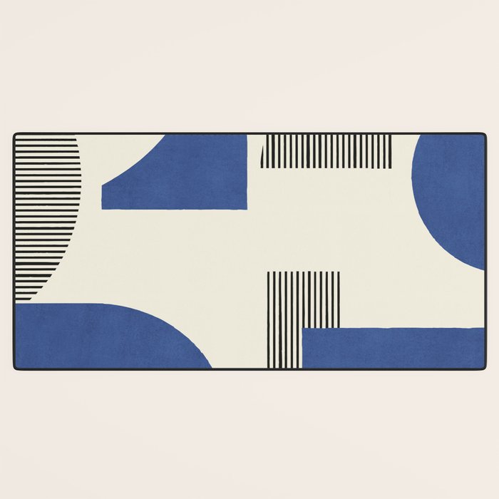 Abstract Lines Composition - Navy Dark Blue Desk Mat Gallery Image 3