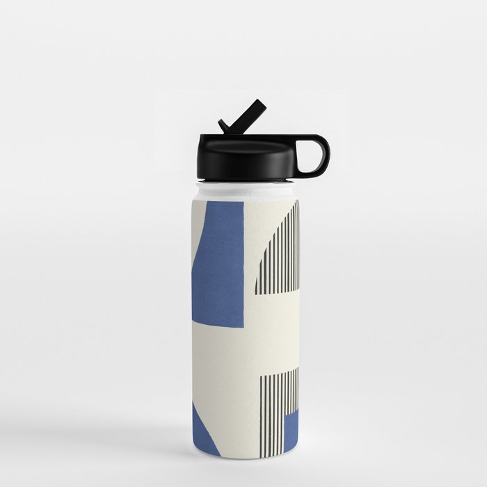 Abstract Lines Composition - Navy Dark Blue Water Bottle Gallery Image 1