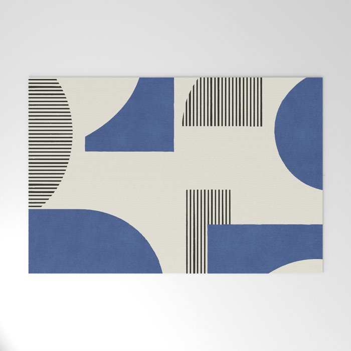 Abstract Lines Composition - Navy Dark Blue Welcome Mat Gallery Image 1