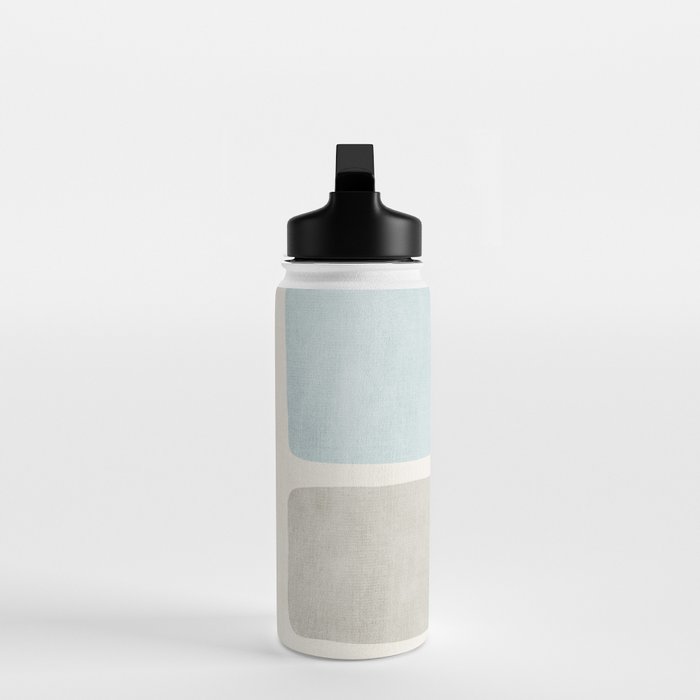 Neutral Light Blue Beige Teal Minimalist Artwork Water Bottle Gallery Image 3