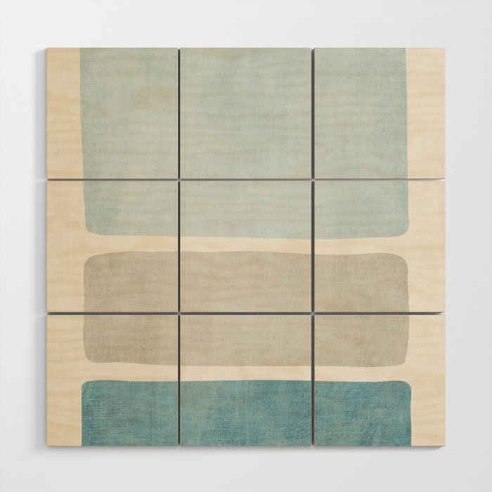 Neutral Light Blue Beige Teal Minimalist Artwork Wood Wall Art Gallery Image 1