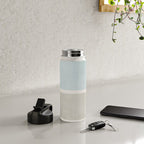 Neutral Light Blue Beige Teal Minimalist Artwork Water Bottle Gallery Image 4