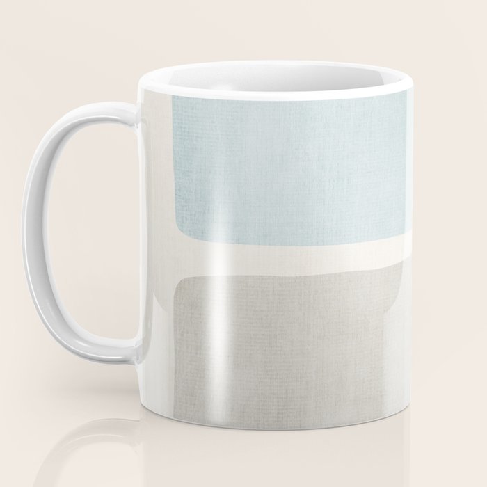 Neutral Light Blue Beige Teal Minimalist Artwork Coffee Mug Gallery Image 3