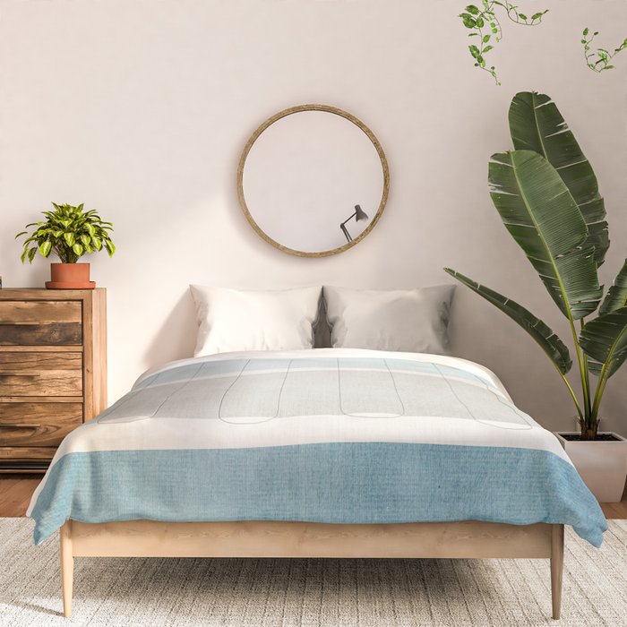 Neutral Light Blue Beige Teal Minimalist Artwork Comforter Gallery Image 3