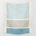 Neutral Light Blue Beige Teal Minimalist Artwork Wall Tapestry Gallery Image 4