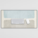 Neutral Light Blue Beige Teal Minimalist Artwork Desk Mat Gallery Image 1