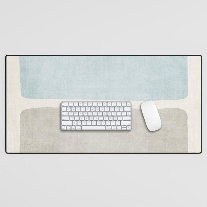 Neutral Light Blue Beige Teal Minimalist Artwork Desk Mat Gallery Image 1