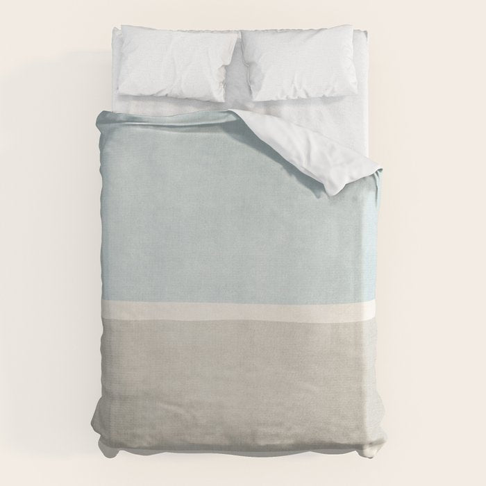 Neutral Light Blue Beige Teal Minimalist Artwork Duvet Cover Gallery Image 1