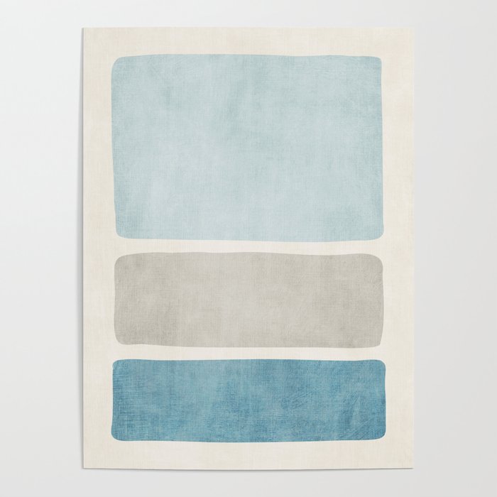 Neutral Light Blue Beige Teal Minimalist Artwork Poster Gallery Image 1