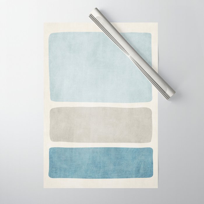 Neutral Light Blue Beige Teal Minimalist Artwork Wrapping Paper Gallery Image 1