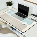 Neutral Light Blue Beige Teal Minimalist Artwork Desk Mat Gallery Image 2