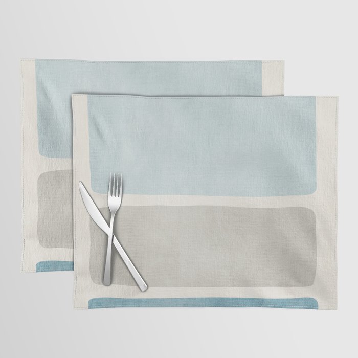 Neutral Light Blue Beige Teal Minimalist Artwork Placemat Gallery Image 1