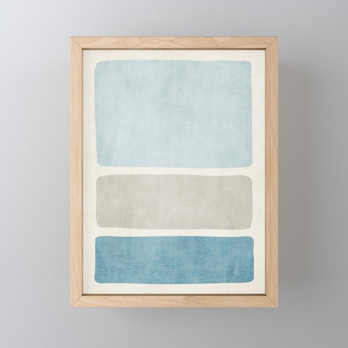 Neutral Light Blue Beige Teal Minimalist Artwork Mini Art Print Gallery Image 1