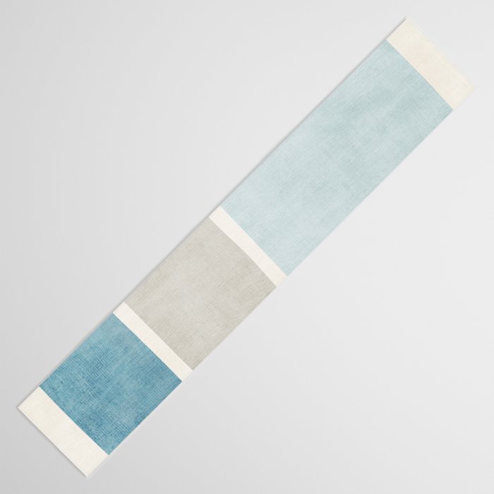 Neutral Light Blue Beige Teal Minimalist Artwork Table Runner Gallery Image 3