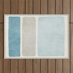 Neutral Light Blue Beige Teal Minimalist Artwork Outdoor Rug Gallery Image 1