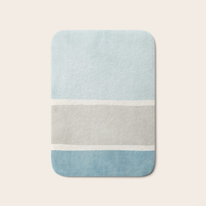 Neutral Light Blue Beige Teal Minimalist Artwork Bath Mat Gallery Image 1