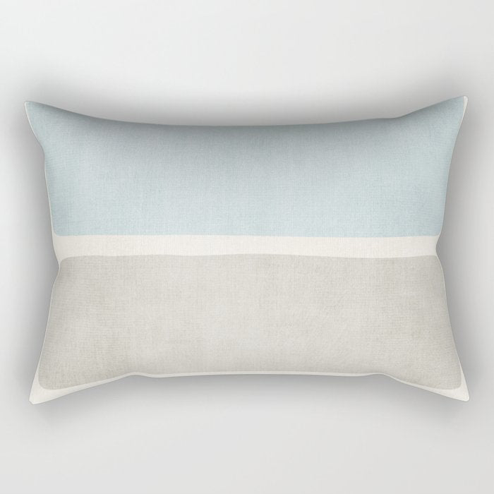Neutral Light Blue Beige Teal Minimalist Artwork Rectangular Pillow Gallery Image 2