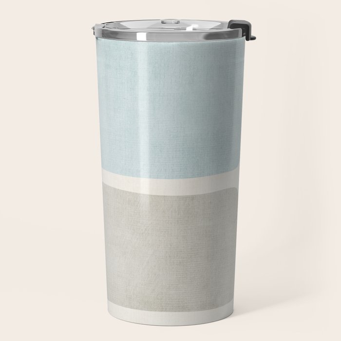 Neutral Light Blue Beige Teal Minimalist Artwork Travel Mug Gallery Image 2