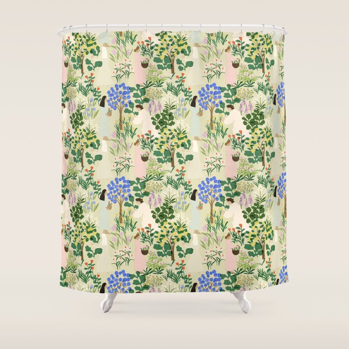 Ladies working in the garden (BEIGE) Shower Curtain Gallery Image 1