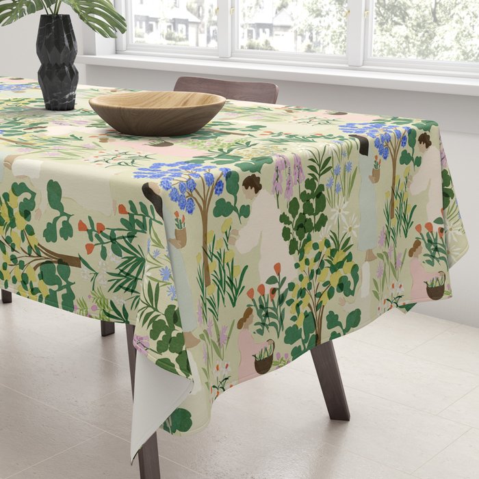 Ladies working in the garden (BEIGE) Tablecloth Gallery Image 3